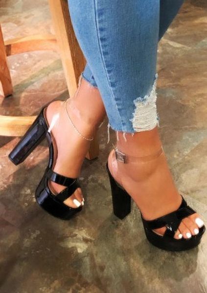 

2021 new korean version the word buckle with waterproof platform comfortable wild fish mouth cool shoe women platform sandals, Black