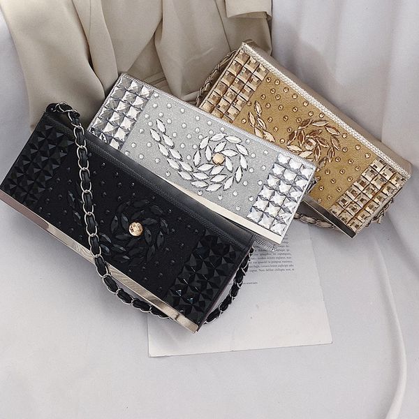 

fashion women bags black chain shoulder handbags rhinestones evening bags party wedding cocktail purse and wallets