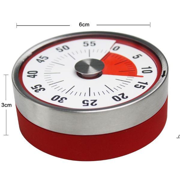 NUOVOBaldr 8cm Mini conto alla rovescia meccanico Utensile da cucina Acciaio inossidabile Forma rotonda Tempo di cottura Orologio Allarme Timer magnetico Promemoria EWD6880