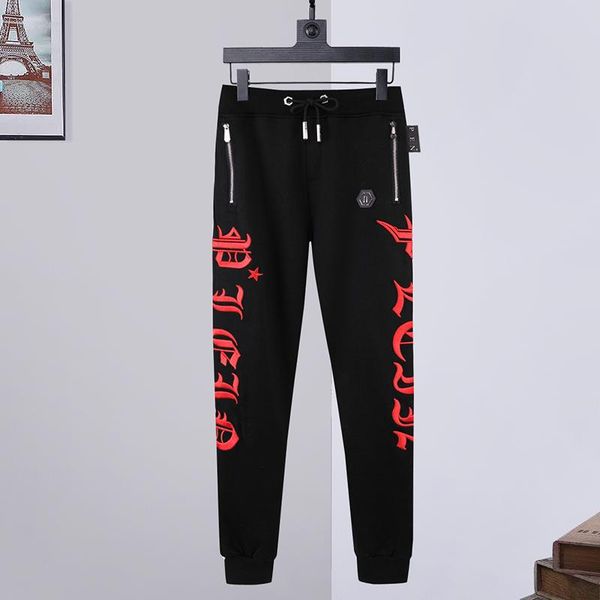 

men's pants sweatpants red letter embroidered personality trend fashion pp pure cotton drawstring products, Black
