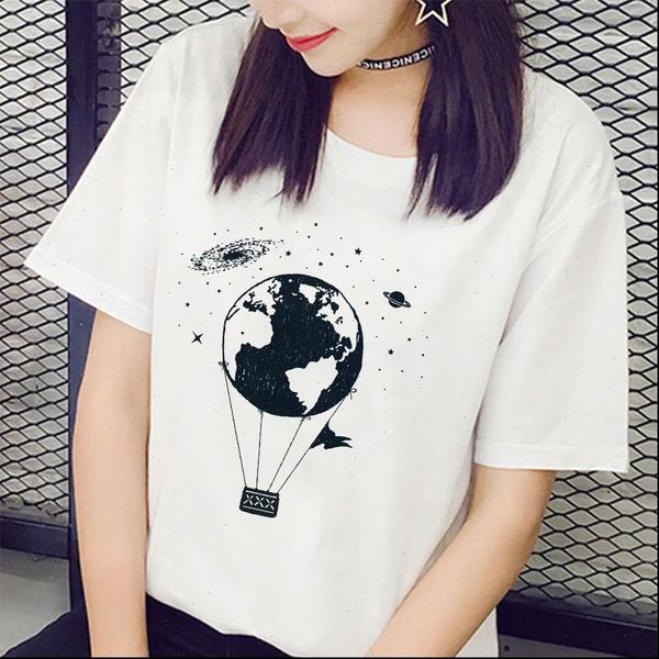 

new summer harajuku white tshirt women fashion short sleeve streetwear t shirt casual aesthetics space print t shirt female