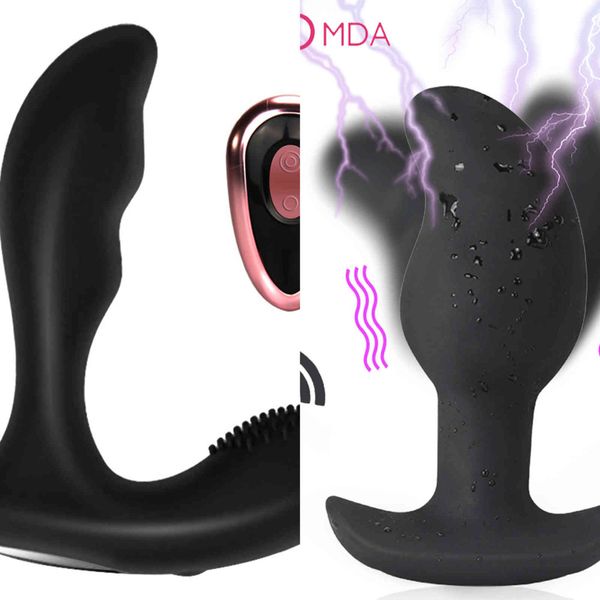 NXY vibratori nuovo shock elettrico punto G anale massaggiatore della prostata maschile telecomando senza fili spina vibrante vibratore giocattoli del sesso per gli uomini gay 1119