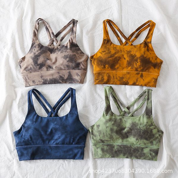 

camisoles tanks tie dyed yoga cloth, sports underwear, no steel ring running bra, women gather in the original fitns bra, Black;white