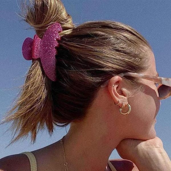 

hair clips & barrettes y2k accessories acrylic shiny pink geometric for women korean egirl aesthetic 2000s, Golden;silver