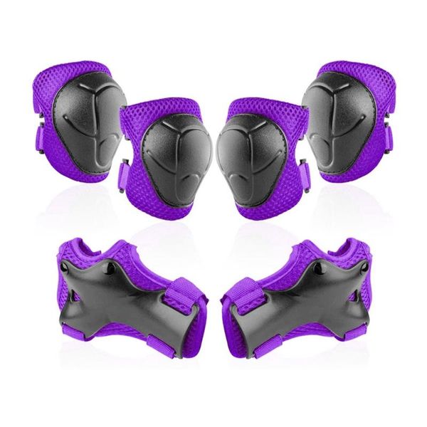 

elbow & knee pads e8bf 6pcs/set roller skates cycling skatings scooter riding sports for kids youth pad guards protective gear, Black;gray