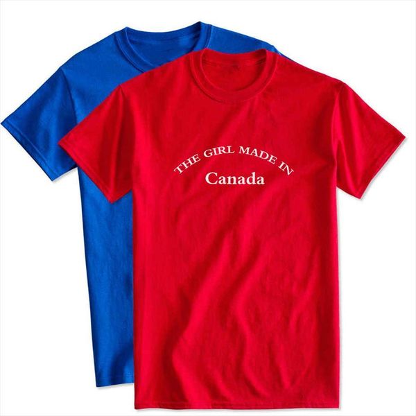 

funny and men t shirt women casual trendy oversize pretty fashion the girl made in canada letter, White;black
