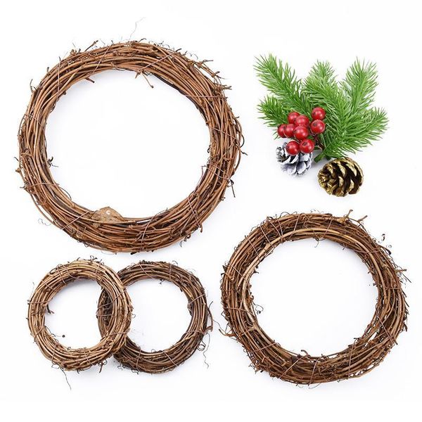

10cm/15cm/20cm rattan ring artificial flowers garland dried flower frame for home christmas decoration diy floral jllgsg