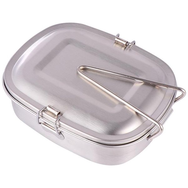 

dinnerware sets stainless steel lunch box simple shape design portable single layer for travel camping #4