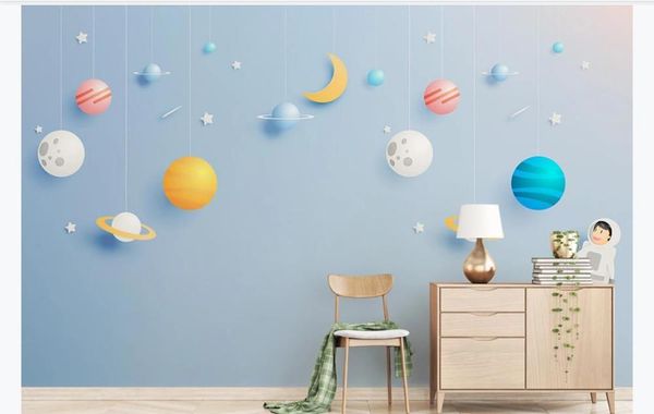 

wallpapers po customized mural wallpaper for cartoon 3d stereoscopic space universe children's room bedroom background wall painting