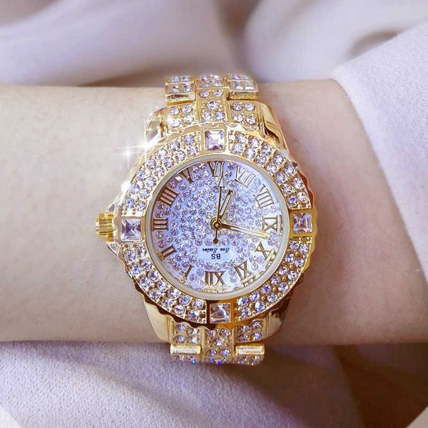 Reloj Mujer Diamant Uhren Frau Berühmte Marke Edelstahl Kleid Weibliche Armbanduhr Gold Uhren Montre Femme 210527324p