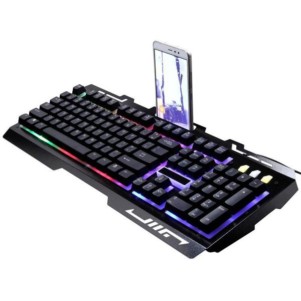 

gaming keyboard,wired keyboard with colorful lights 104 keys keyboard backlit usb wired mobile phone bracket for laptop