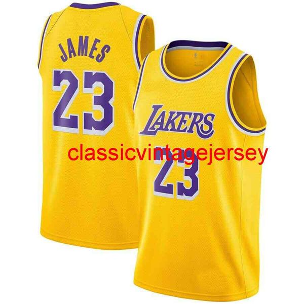 Novo 2021 LeBron James Yellow Jersey costurará homens Mulheres Juntas Juventude Jerseys Tamanho XS-6xl