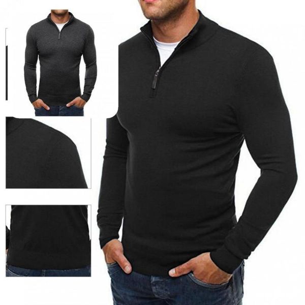 

men's sweaters spring sweater stretch zipper all match great casual male, White;black