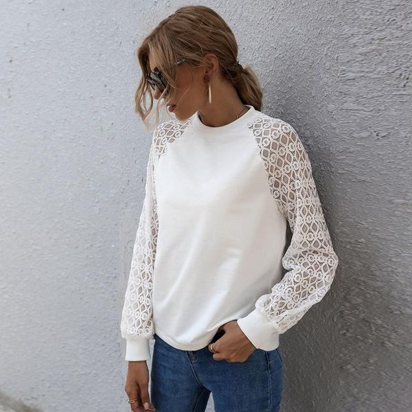 

women's blouses & shirts simple stitching long sleeve hollow slim white