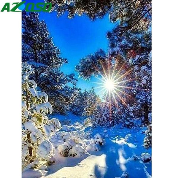 

diamond painting azqsd embroidery winter scenery mosaic snow tree 5d diy home decoration handicrafts