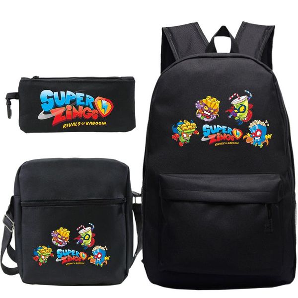 

backpack super zings 3pcs set mochila cartoon student superzings school bag bookbag travel (rucksack shoulder pen bag)