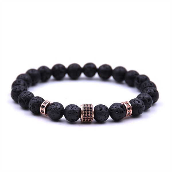 

70% off volcanic beads bracelet with zircon energy yoga volcanic stone, Black