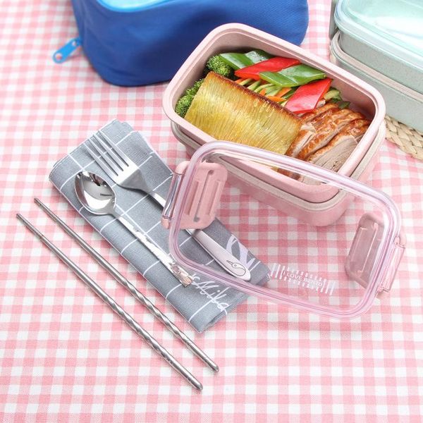 

dinnerware sets kids bento box meal prep containers lunch storage truck for women student portable anti-fall double layer eco lunchbox