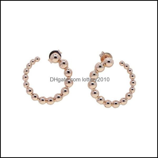 

hoop & hie jewelry2021 european style high polished round circle beaded for women gold color hip hop earrings fashion jewelry wholelsale dro, Golden;silver