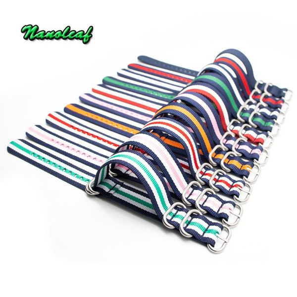 

watch bands 10 color strap nylon braided men and women buckle 18mm 20mm 22mm 24mm military sports suitable for nato, Black;brown
