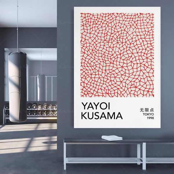 

paintings yayoi kusama exhibition poster, modern art print, bauhaus