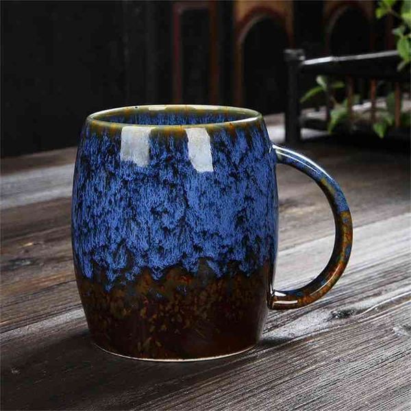 Tazza creativa Tazza in ceramica semplice di grande capacità Coppia caffè in stile giapponese Forno al forno Bere 460ML 210804