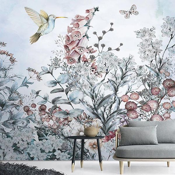 

wallpapers po wallpaper modern tropical plant flowers and birds mural living room bedroom creative art home decor pvc waterproof sticker