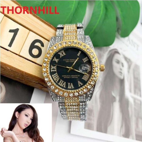 

men women lovers watch 40mm stainless steel designer watchs shinning diamonds full iced out watches japan quartz movement sport wristwatch b, Slivery;brown