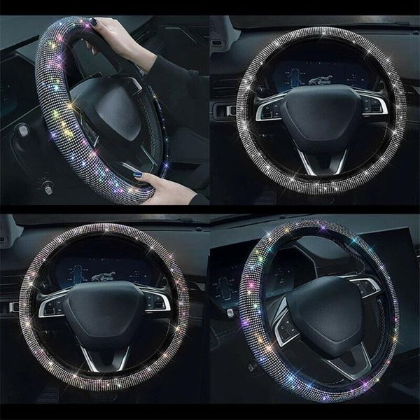 

steering wheel covers shiny cover universal 14.5-15 inch anti-slip rhinestones