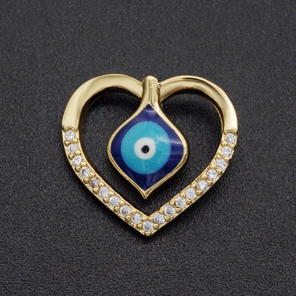 

charms 15x16mm 100% cz zircon diy jewelry heart evil eye charm pendant wholesale jewellwery finding supplies jewellery accessories, Bronze;silver
