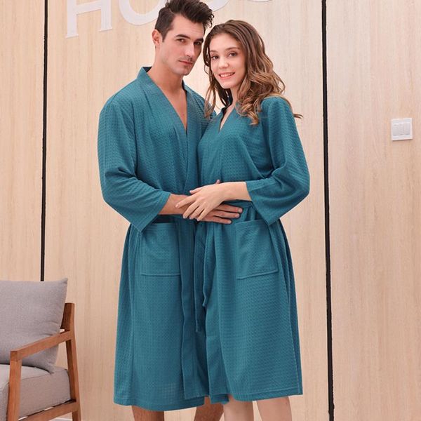 

women's sleepwear robes & men home clothes autumn soft water absorption quick-dry bathrobe nightgown lovers bath gown dress, Black;red