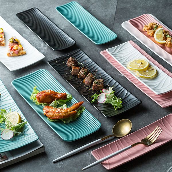 

nordic rectangular plate ceramic dim sum tray western food plates creative snacks japanese creatives sushi dish