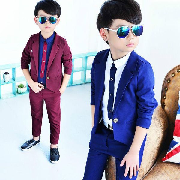

suits 2pieces children suit boys kids blazer wedding clothes jackets blazer+pants boy clothing sets paryt, Black