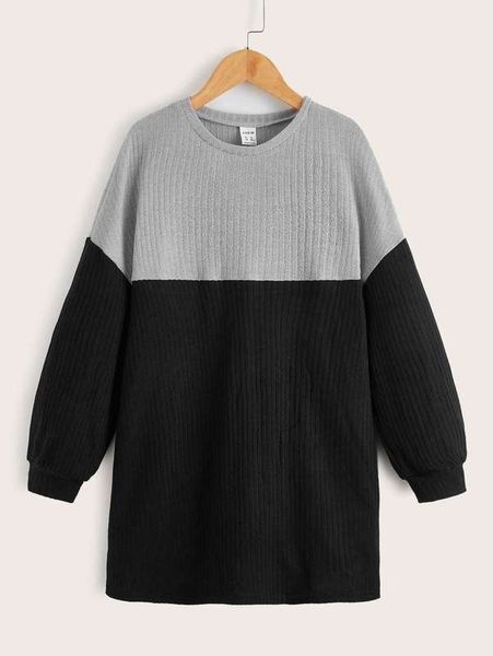 

girls color block drop shoulder dress she, Red;yellow