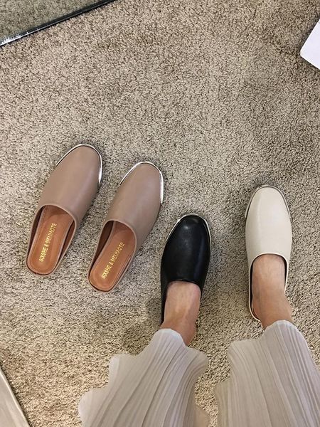 

slippers women's shoes outdoor 2021 autumn round head fashion flat mules, Black