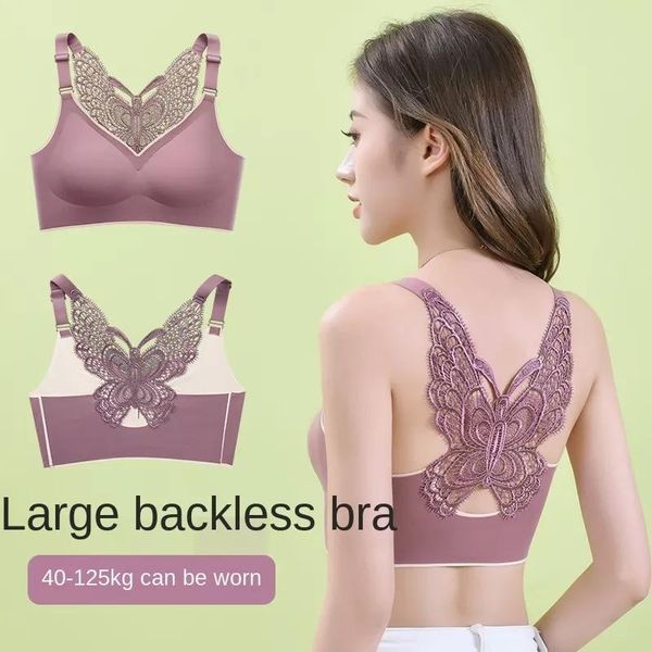 

yoga outfit sports bra 4xl 5xl plus size fat no steel ring thai latex underwear female butterfly beautiful back gather