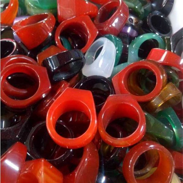 

chinese natural multicolor agate, ring 19 to 22 mm in diam v1, Silver