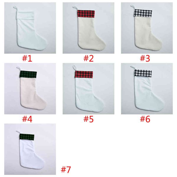 

factory outlet christmas decoration sublimation christmas sock festives children white blank diy gift 7 colors candy bags tree pendant w-009