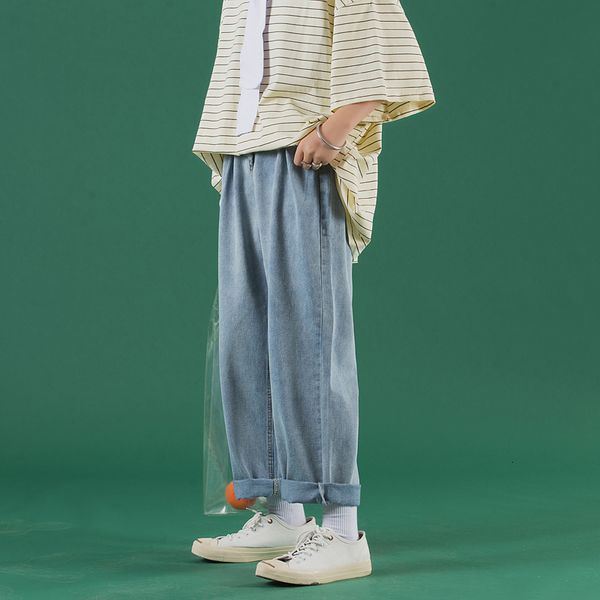 

2021 new men's cowboy loose trousers baggy homme classic style wash jeans straight full length blue/black color casual pants s-2xl ofhz