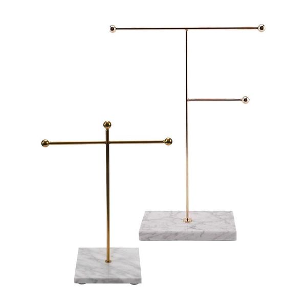 

2pcs marble jewelry stand, gold jewelry display stand, necklace earring bracelet stand, Pink;blue