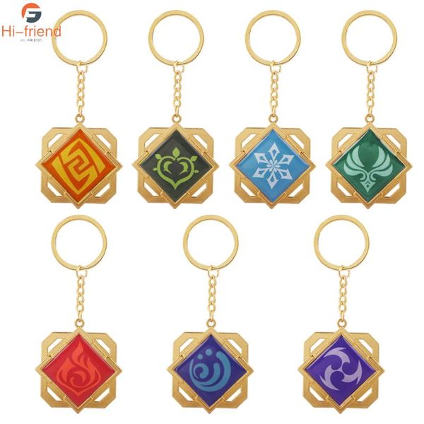 

keychains anime genshin impact keychain god's eye vision metal key ring for men women backpack pendant accessories, Silver