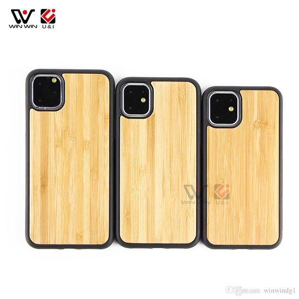 Eco-friendly Bambù Blank TPU Frame Mobile Telefono in legno Custodie per il coperchio posteriore per iPhone 6 7 8 x 11 Pro Max 2021 Astuccio impermeabile Logo personalizzato