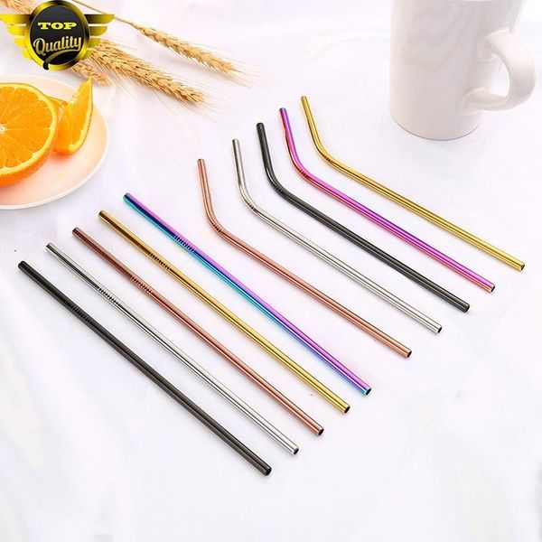 

drinking straws reusable 304 stainless steel straw metal set with cleaner brush for party tools bar mugs 20/30oz