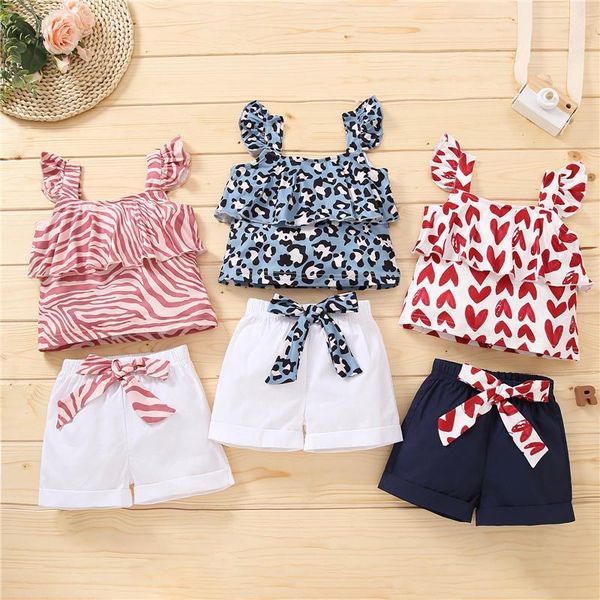 

0-3t baby tank + shorts, fashion bow decoration ruffle design princess sweet girl summer clothing summer, White