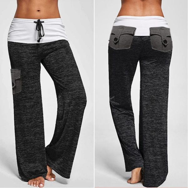 

women's pants & capris sports trousers for autumn and winter drawstring wide leg high waist long loose female exercise #t1g, Black;white