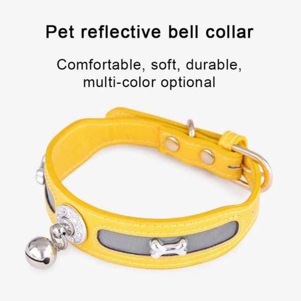 

cat collars & leads personalized collar with bell adjustable solid color leather puppy kitten necklace for cats dog neck band pet supplies