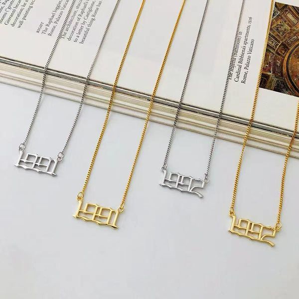 

chains fashion customized numeric year of birthday 925 sterling silver necklaces for women/men pendant jewelry gift