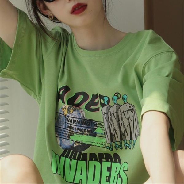 

men's t-shirts 1:1 and women's short sleeve printed with ader, White;black