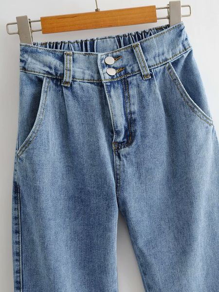 

2021 new hight waist jeans woman blue straight denim pants side split high street female trousers 8nh2