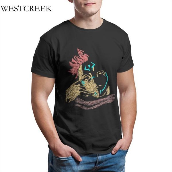 

men's t-shirts westcreek wholesale sukuna scribble art jujutsu kaisen characters draw oversized round collar men customize 168474, White;black